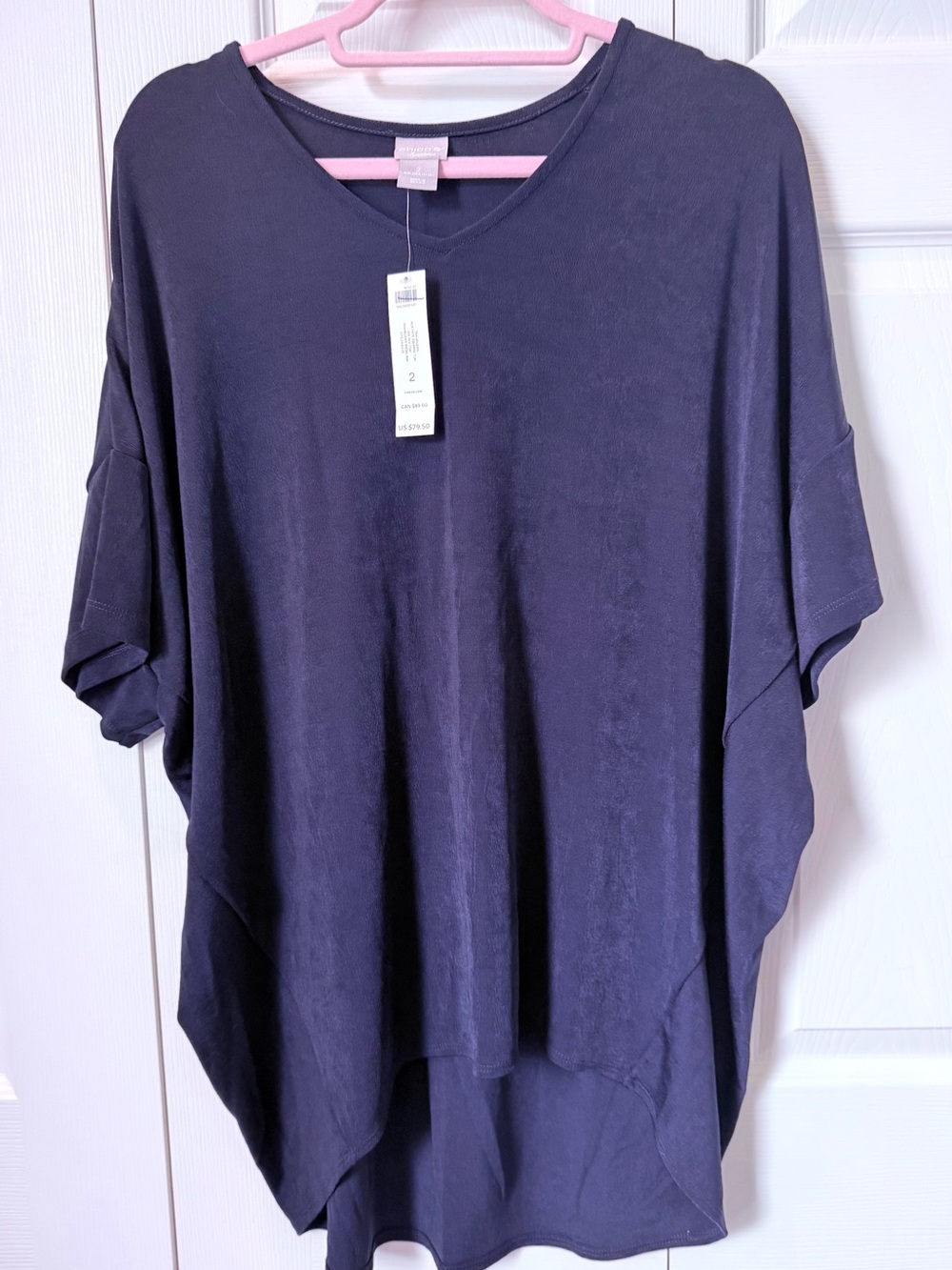 # Travelers by Chico's Acetate Drama Top in India Ink (Chicos sz 2 = Large)